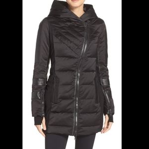 SOLD OUT BLANC NOIR asymmetric leather coat M